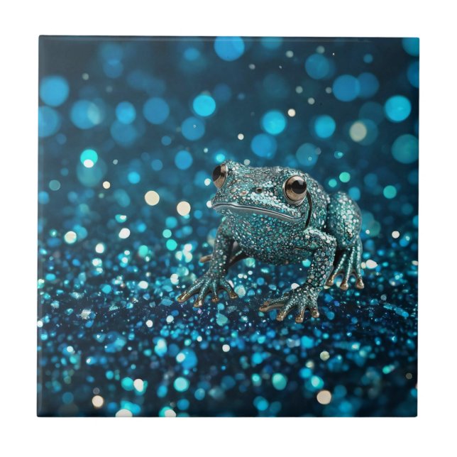 Mystique of the Blue Dimentee Frog on Blue Bokeh Kakelplatta (Framsidan)