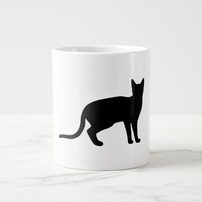 Mystique of the Kattdjur: An Elegant Cat Silhouett Jumbo Mugg (Framsidan)