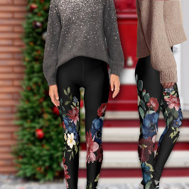 Mystique Red and Blue Blommigts Leggings