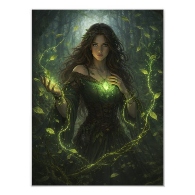 Mystische Wald-Magierin – Fantasy Natur Poster (Framsidan)