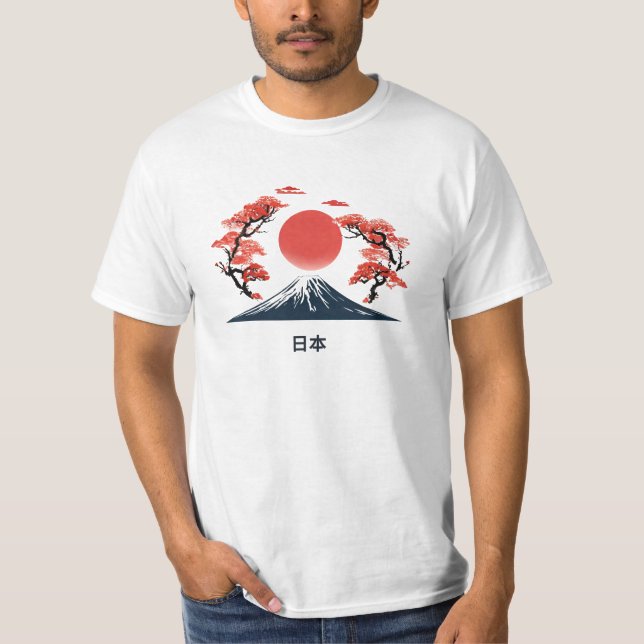 Mystischer Mount Fuji Japanische Schönheit T Shirt (Framsida)