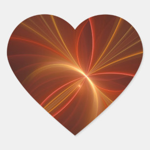 Mystisk Abstrakt Fraktal Konst Moderna Varma Färge Hjärtformat Klistermärke
