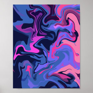 Mystisk Abstrakt i blå och Rosa skuggor Poster