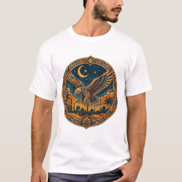 Mystisk arabisk uggla halvmåne ökenkonst t shirt
