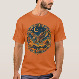 Mystisk arabisk uggla halvmåne ökenkonst t shirt