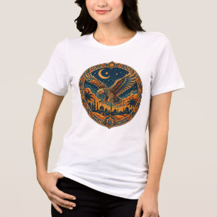 Mystisk arabisk uggla halvmåne ökenkonst t shirt