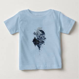 Mystisk Bergslandschaft Måne och Geometrisk Klo T Shirt
