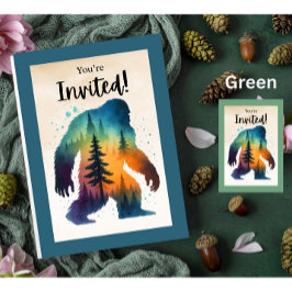Mystisk Bigfoot Skogs Födelsedagsinbjudan Kort