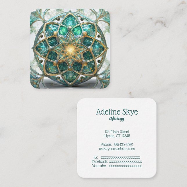 Mystisk bild fyrkantigt visitkort (Fram/baksida)