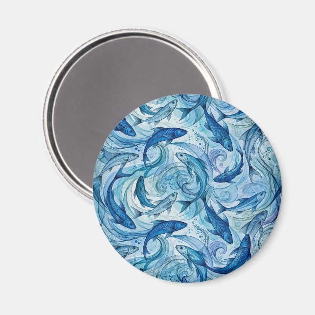 Mystisk blå fisk flytande harmoni magnet (Front/Back)