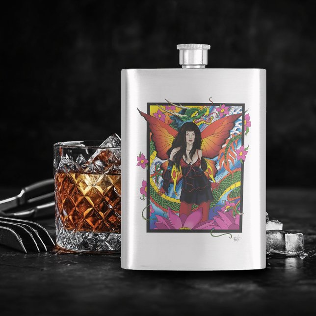 Mystisk Blå Gotisk Fantasy Älv-Drake Fickplunta (Skapare uppladdad)