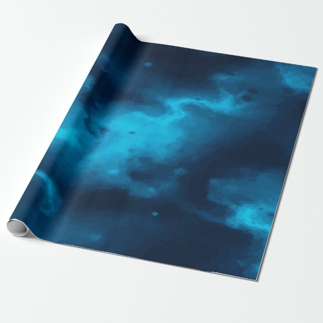 Mystisk blå rymddesign med stjärnor och Ga Presentpapper (Utrullad)