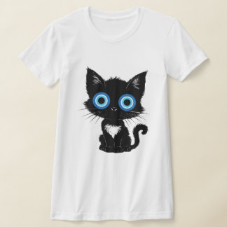 Mystisk blick Svart katt Ond ögon T-shirt