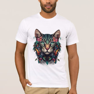 Mystisk Blommigt Cat Porträtt T Shirt