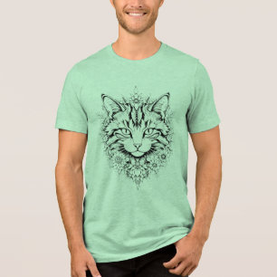Mystisk Blommigt Katt - Intricate Black & White Ar T Shirt