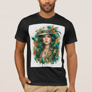 Mystisk Boho Kvinna Porträtt Fantasy Art T Shirt