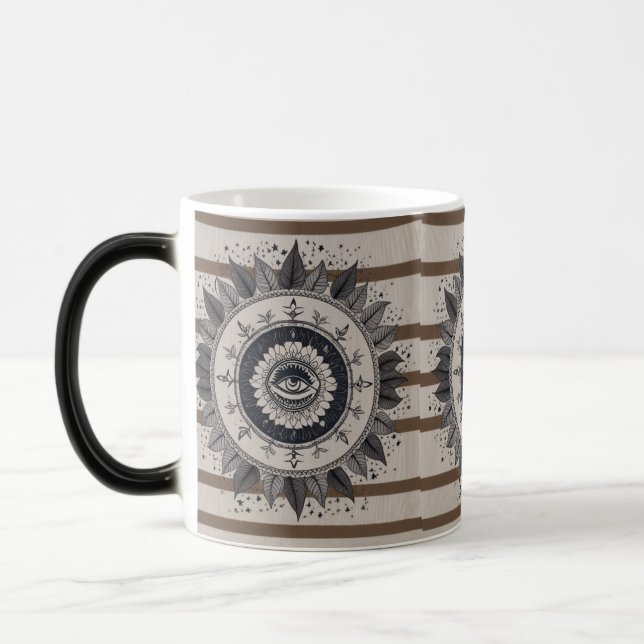 Mystisk Boho Ondt Öga Mandala Färgförändrande Mugg (Vänster)