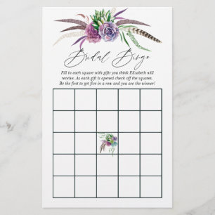 Mystisk Boho Succulent Bröllopsdusch Bingo