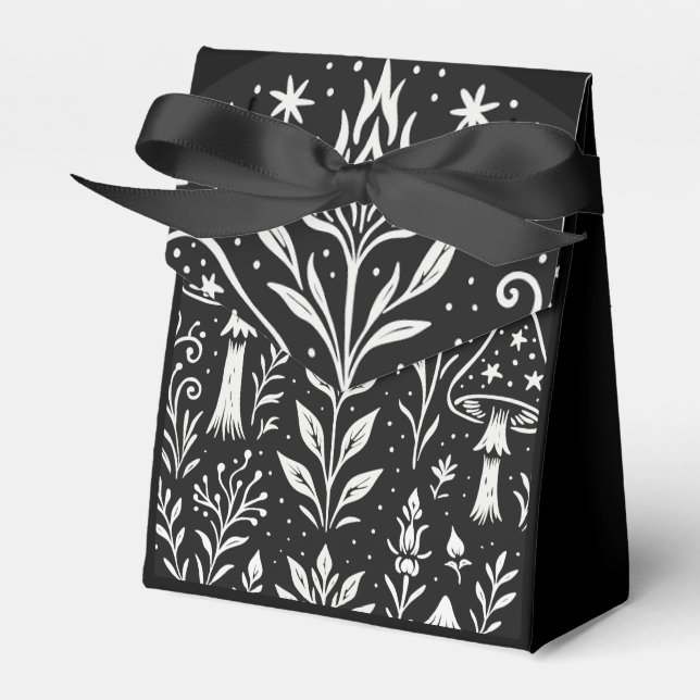 Mystisk Boho Svampdesign – Botanisk Folklig Konst Presentaskar (Framsidan Sidan)