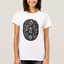 Mystisk Boho Svampdesign – Botanisk Folklig Konst T Shirt