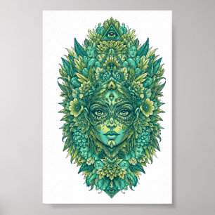 Mystisk Botanisk Gudinna Psykedelisk Sakral Geomet Poster