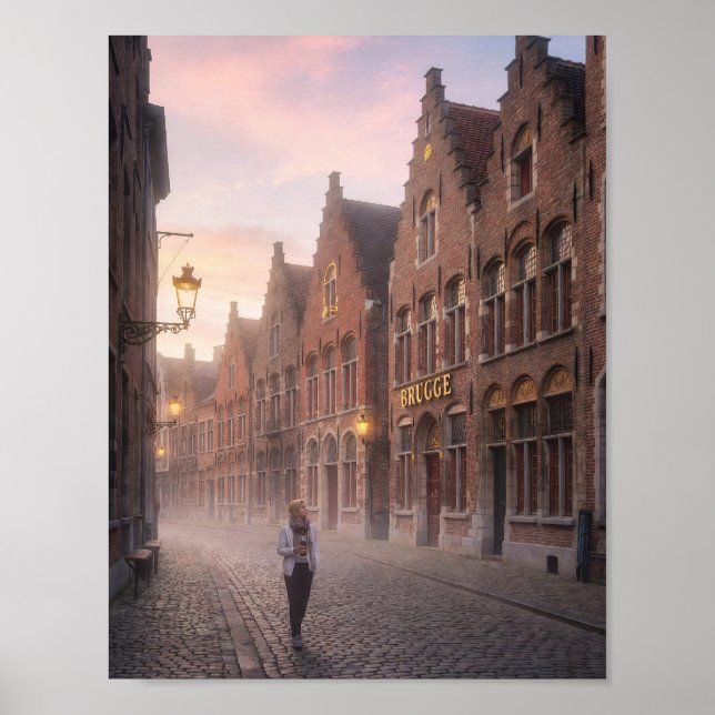Mystisk Bruges Kvällspromenad Affisch (Framsidan)