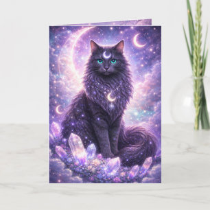 Mystisk Celest katt Måne Galax Fantasy Magisk Kort