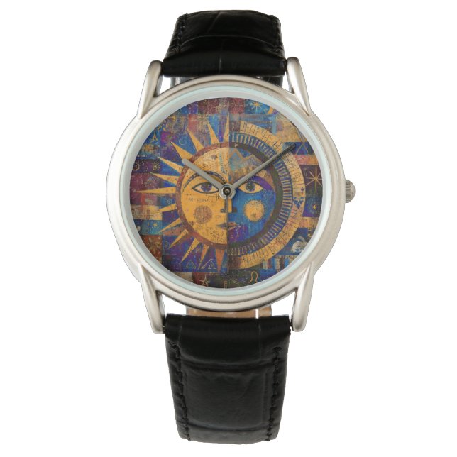 Mystisk Celestial Sol Måne Alkemi Armbandsur (Framsida)
