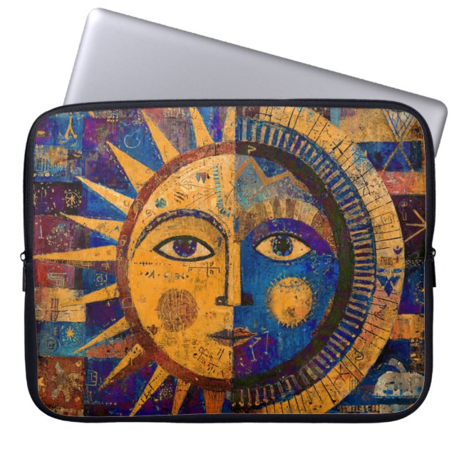 Mystisk Celestial Sol Måne Alkemi Laptop Fodral (Framsidan)