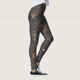 Mystisk Celestiel Art Deco Geometrisk Lotusmönster Leggings