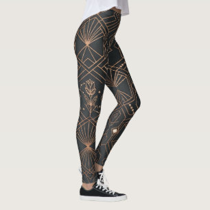 Mystisk Celestiel Art Deco Geometrisk Lotusmönster Leggings