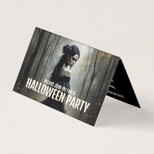 Mystisk dam i mörk Halloween-skog - Inbjudan