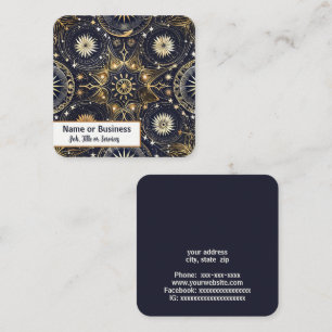 Mystisk design i golv och mörk blått fyrkantigt visitkort