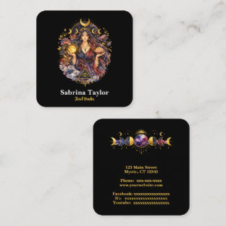 Mystisk design på svart fyrkantigt visitkort
