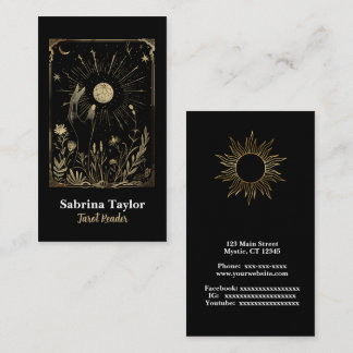 Mystisk design på svart visitkort