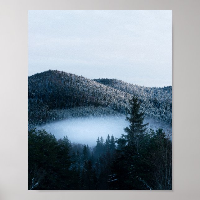 Mystisk dimma fångad i vintergranskog poster (Framsidan)