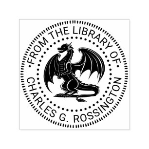 Mystisk Drak Siluett #10N Biblioteksboknamn Självfärgande Stämpel
