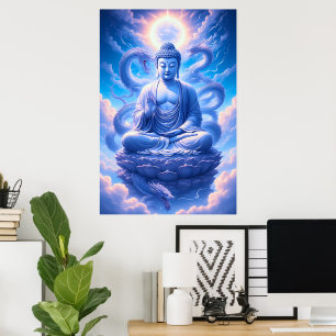 Mystisk drakbuddha meditation poster