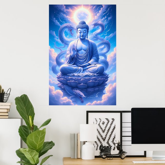 Mystisk drakbuddha meditation poster (Hemmakontoret)