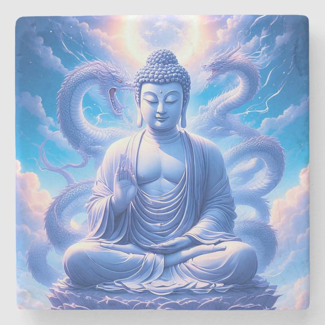 Mystisk drakbuddha meditation stenunderlägg (Framsidan)