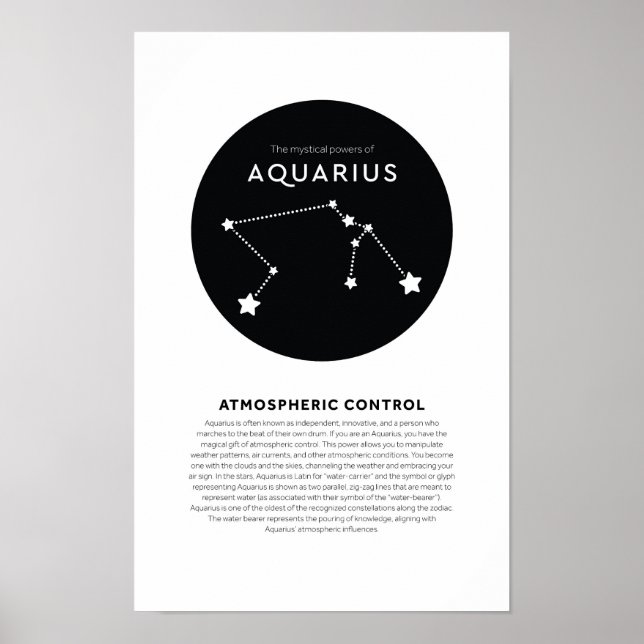 Mystisk effekt hos Aquarius Astrology Star Zodiac Poster (Framsidan)