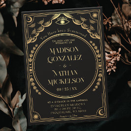 Mystisk Elegant Guld Tarot Gothic Bröllop Inbjudningar