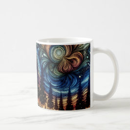 Mystisk eterisk konst med träd och natthimmel  kaffemugg