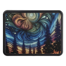 Mystisk eterisk konst med Träd och nattkonst Himla