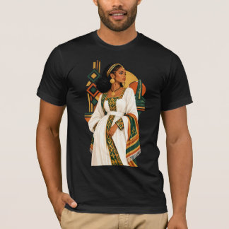 Mystisk Etiopisk Kultur Kvinna Sol & Måne Graf T Shirt