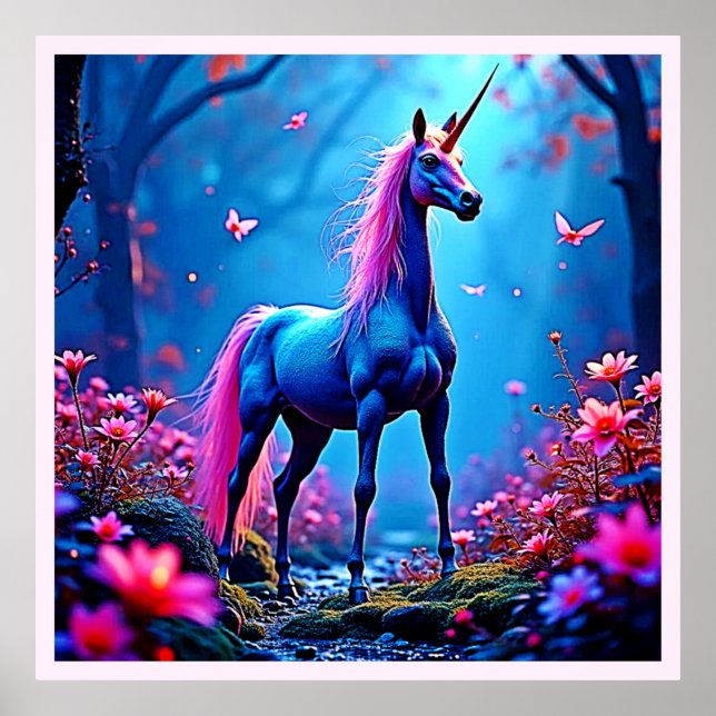 Mystisk Fantasy Enhörningskonst Poster (Framsidan)