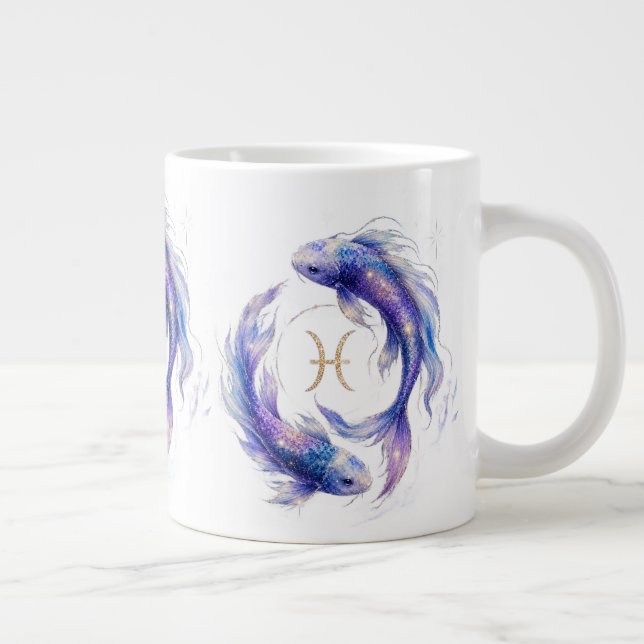 Mystisk Fiskarna Stjärntecken Betta Fisk Vattenfär Jumbo Mugg (Höger)