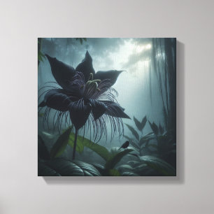 Mystisk fladdermusblomma med tropisk fågel i dimma canvastryck