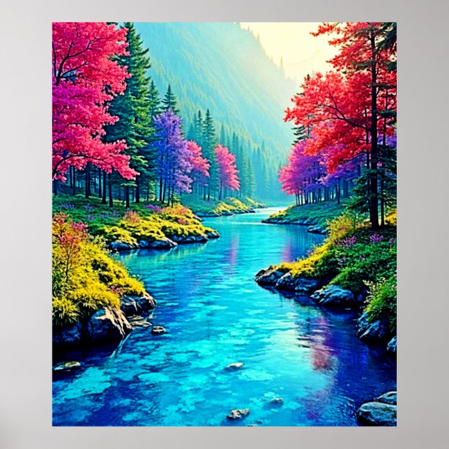 Mystisk floddrömmar skogsväg design poster (Framsidan)