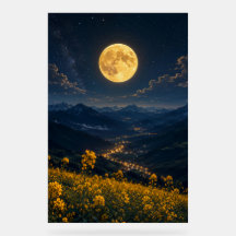Mystisk Fullmåne Bergsdal Akrylväggkonst